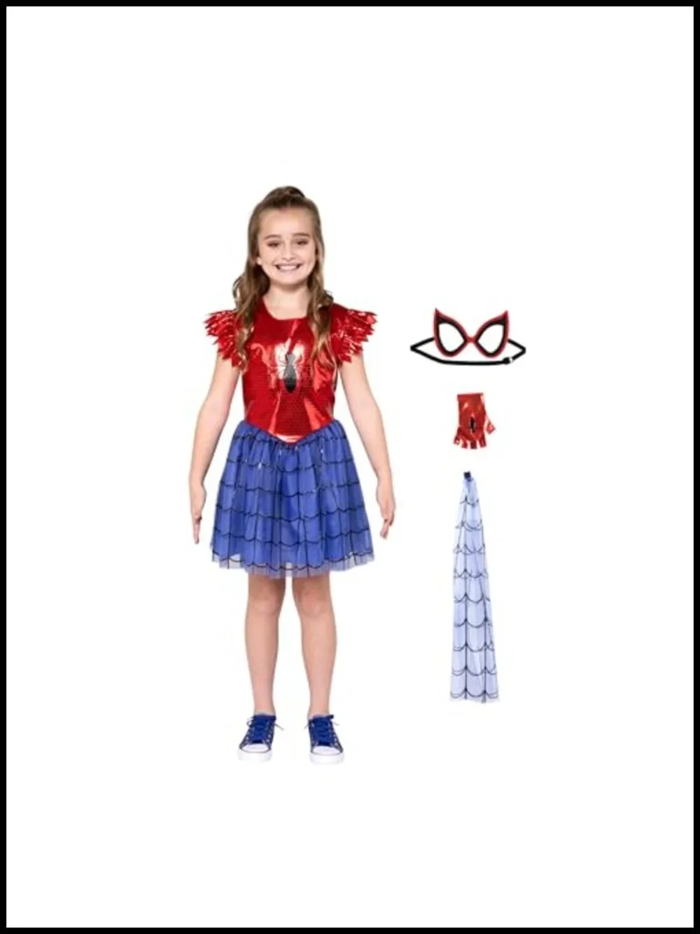 Marvel Spider-Man Youth Halloween Dress with Fabric Mask and Gloves